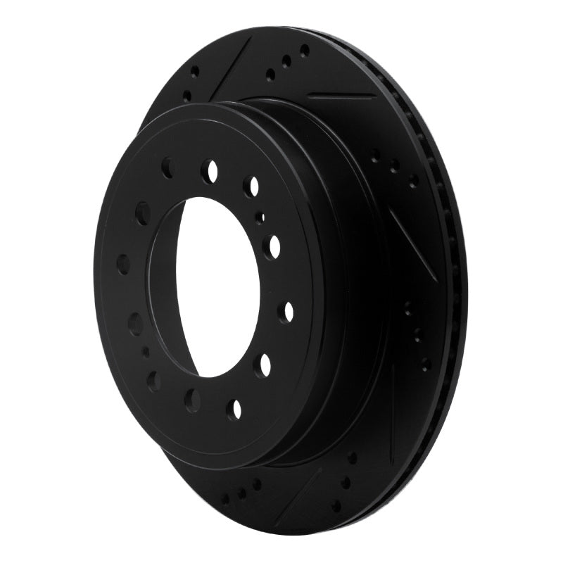 R1 Concepts R1 2010-2024 Lexus GX460 Rear Left Drilled & Slotted Black Brake Rotor