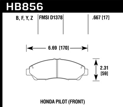 Hawk Performance Hawk 09-15 Honda Pilot Performance Ceramic Street Front Brake Pads