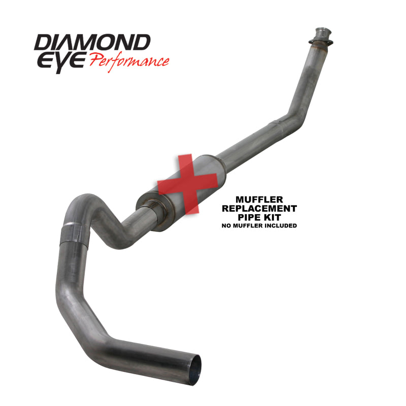 Diamond Eye Performance Diamond Eye KIT 4in Turbo Back MFLR RPLCMENT PIPE SGL SS: 98.5-02 DODGE CUMMINS 5.9L