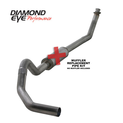 Diamond Eye Performance Diamond Eye KIT 4in Turbo Back MFLR RPLCMENT PIPE SGL SS: 98.5-02 DODGE CUMMINS 5.9L