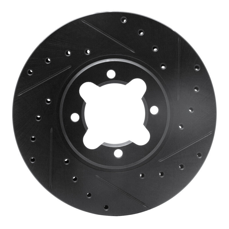 R1 Concepts R1 82-85 Toyota Celica Front Right Drilled & Slotted Black Brake Rotor
