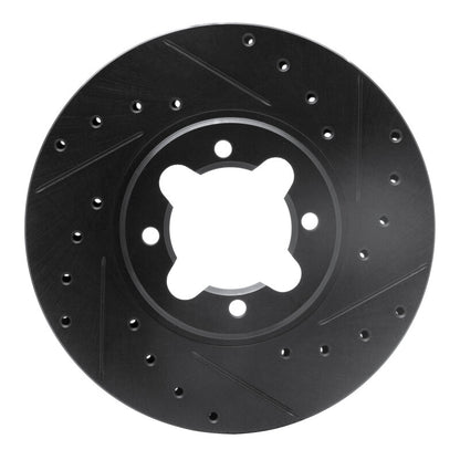 R1 Concepts R1 82-85 Toyota Celica Front Right Drilled & Slotted Black Brake Rotor