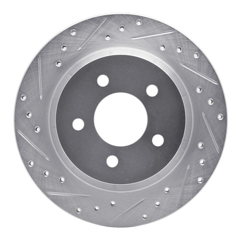 R1 Concepts R1 94-04 Ford Mustang Rear Left Drilled & Slotted Silver Brake Rotor