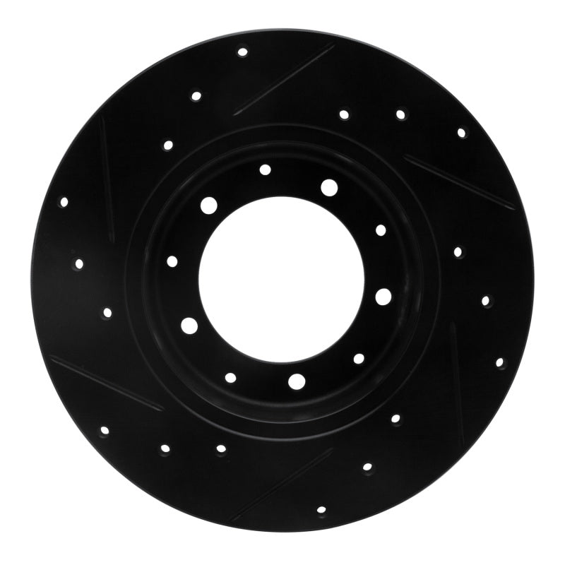 R1 Concepts R1 74-16 Land Rover Defender 90 Rear Right Drilled & Slotted Black Brake Rotor