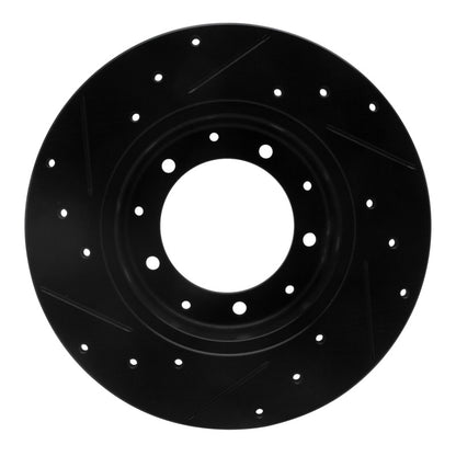 R1 Concepts R1 74-16 Land Rover Defender 90 Rear Right Drilled & Slotted Black Brake Rotor