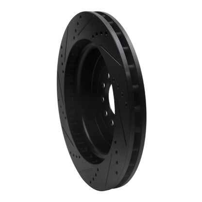R1 Concepts R1 03-05 Jaguar S-Type Front Right Drilled & Slotted Black Brake Rotor