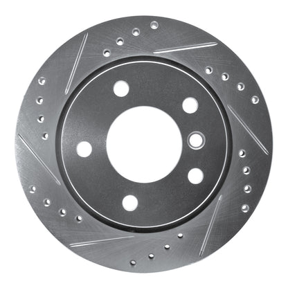 R1 Concepts R1 96-05 BMW 323CI Rear Left Drilled & Slotted Silver Brake Rotor