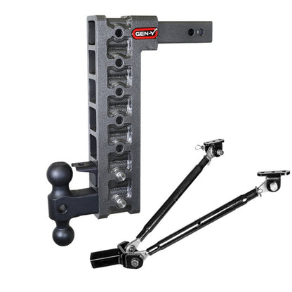 GEN-Y Hitch Gen-Y Mega Duty 2in Shank 15in Drop 10K Hitch w/GH-031 Dual-Ball/GH-032 Pintle Lock
