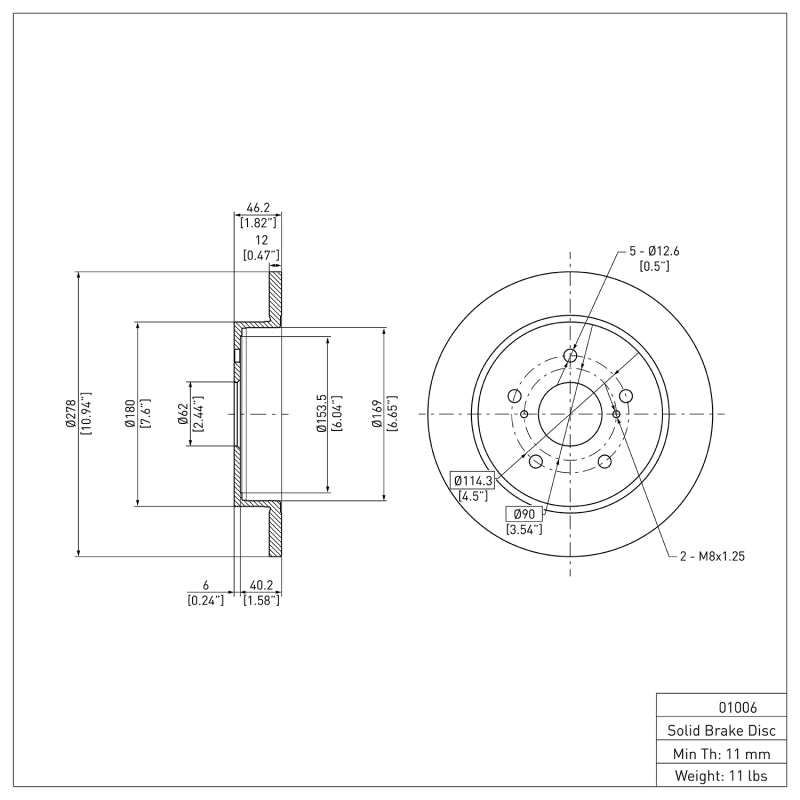 DFC 10-13 Suzuki Kizashi Rear Brake Rotor
