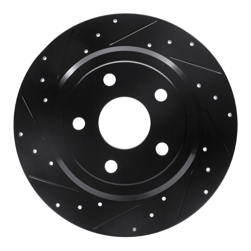 R1 Concepts R1 11-22 Dodge Durango Rear Left Drilled & Slotted Black Brake Rotor