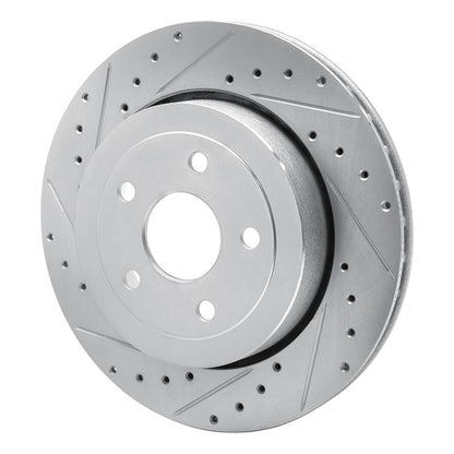 R1 Concepts R1 06-10 Jeep Grand Cherokee Rear Left Drilled & Slotted Silver Brake Rotor