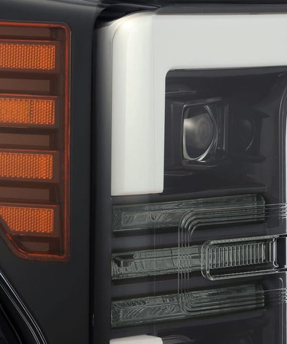 AlphaRex 17-19 Ford F-250 SD PRO-Series Proj Headlights Plank Style Black w/Activ Light/Seq Signal