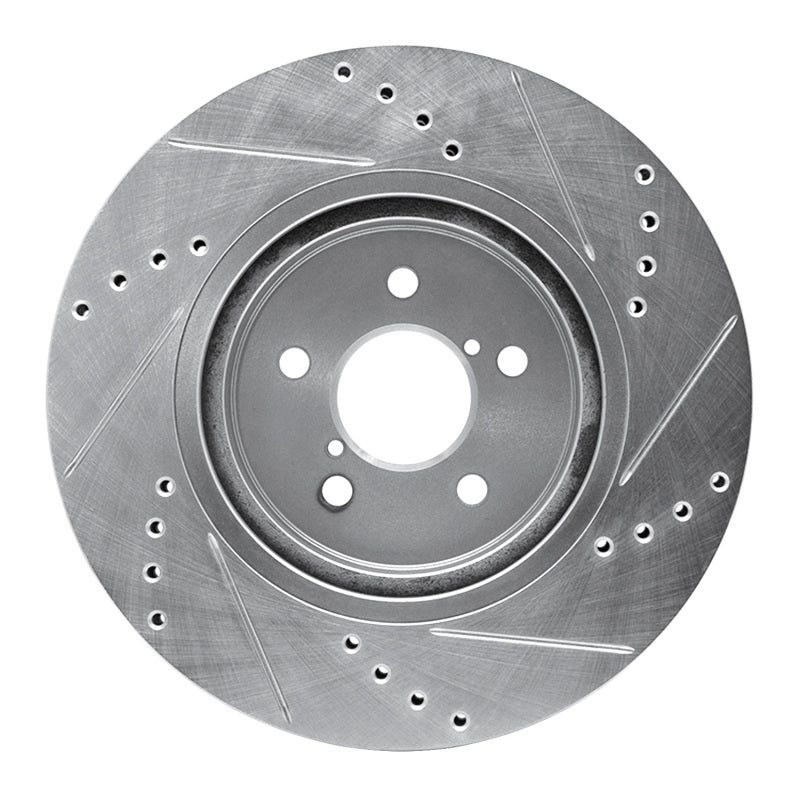 R1 Concepts R1 17-23 Subaru Impreza Front Left Drilled & Slotted Silver Brake Rotor