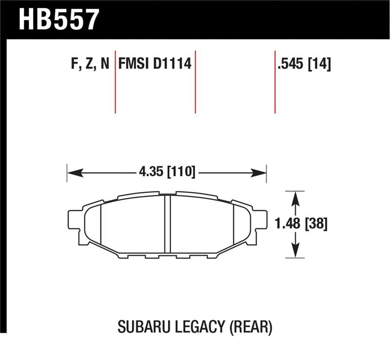 Hawk Performance Hawk 08 WRX Rear HPS Street Brake Pads