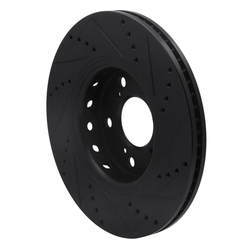 R1 Concepts R1 14-20 Acura RLX Front Left Drilled & Slotted Black Brake Rotor