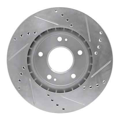 R1 Concepts R1 10-13 Kia Forte Koup Front Left Drilled & Slotted Silver Brake Rotor