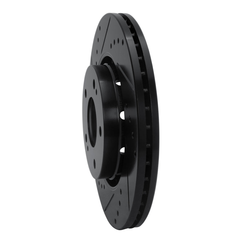 R1 Concepts R1 09-15 Mitsubishi Lancer Front Right Drilled & Slotted Black Brake Rotor