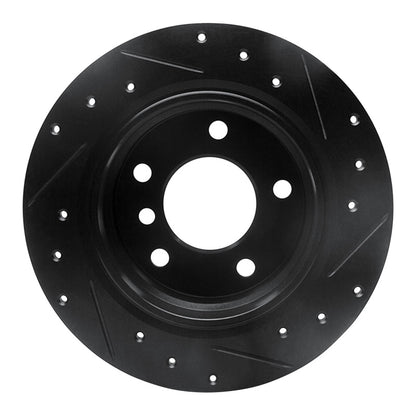 R1 Concepts R1 95-99 BMW 318TI Rear Left Drilled & Slotted Black Brake Rotor