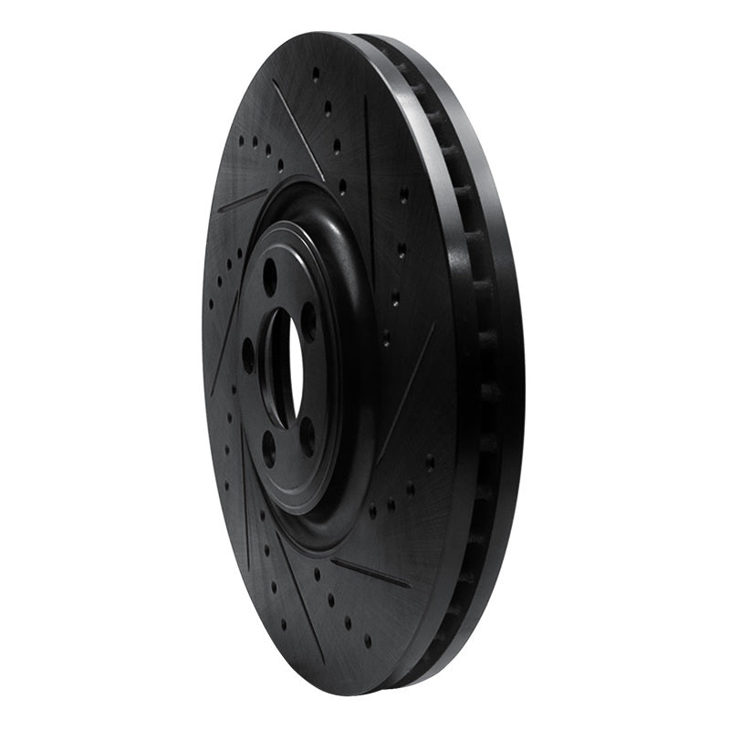 R1 Concepts R1 10-24 Jaguar XKR Front Right Drilled & Slotted Black Brake Rotor