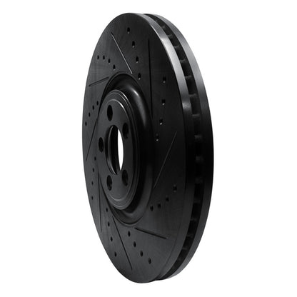 R1 Concepts R1 10-24 Jaguar XKR Front Right Drilled & Slotted Black Brake Rotor