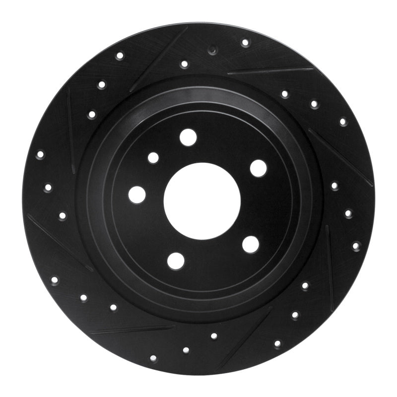 R1 Concepts R1 13-20 Ford Fusion Rear Left Drilled & Slotted Black Brake Rotor