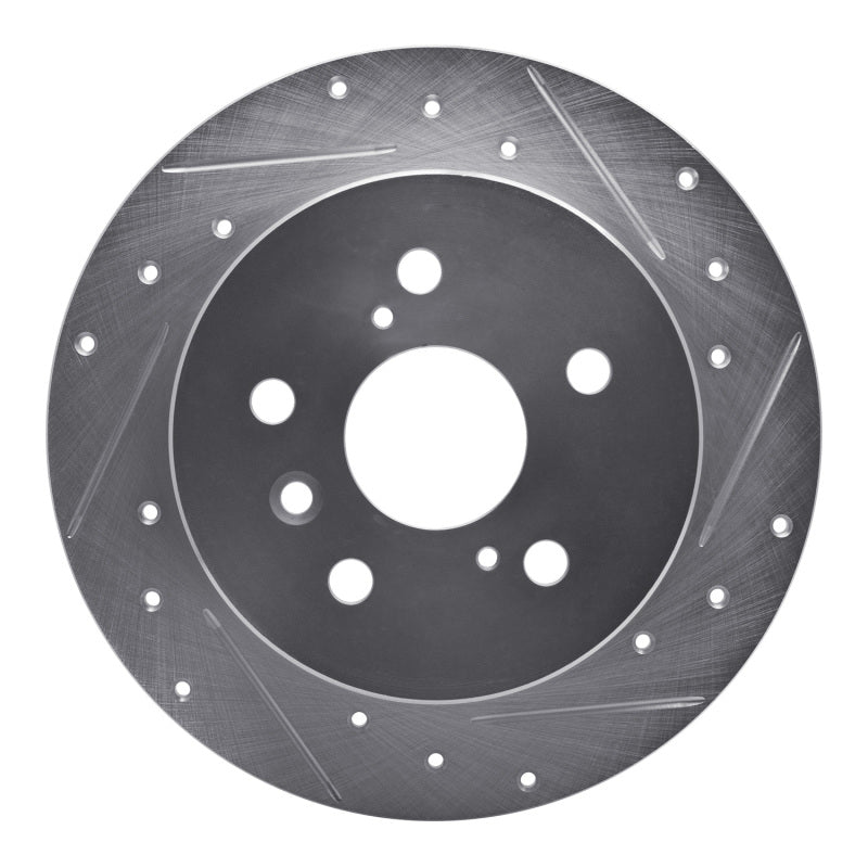 R1 Concepts R1 12-18 Lexus ES300H Rear Right Drilled & Slotted Silver Brake Rotor