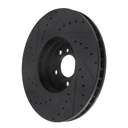 R1 Concepts R1 08-19 BMW X5 Front Right Drilled & Slotted Black Brake Rotor