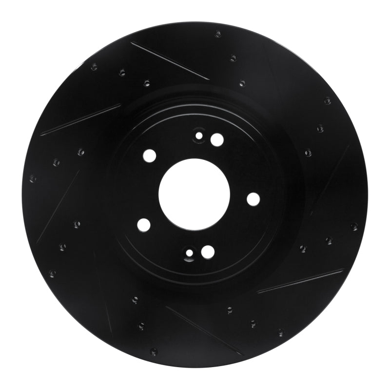 R1 Concepts R1 18-22 Genesis G70 Front Right Drilled & Slotted Black Brake Rotor