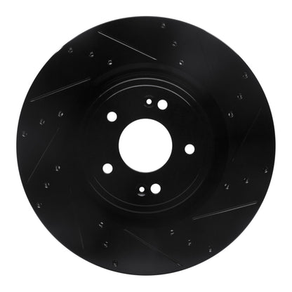 R1 Concepts R1 18-22 Genesis G70 Front Right Drilled & Slotted Black Brake Rotor