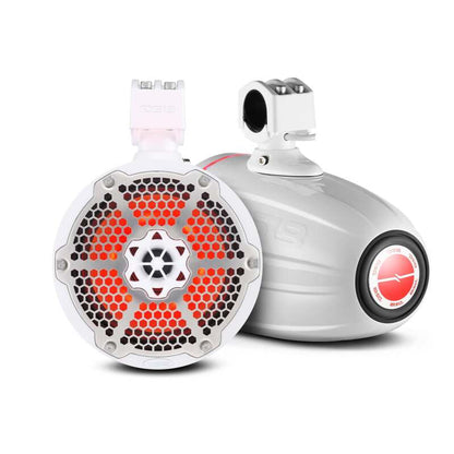DS18 Towers With Built In Driver And Passive Radiator Tower 8in 1in 180 Watts RMS RGB LEDs White