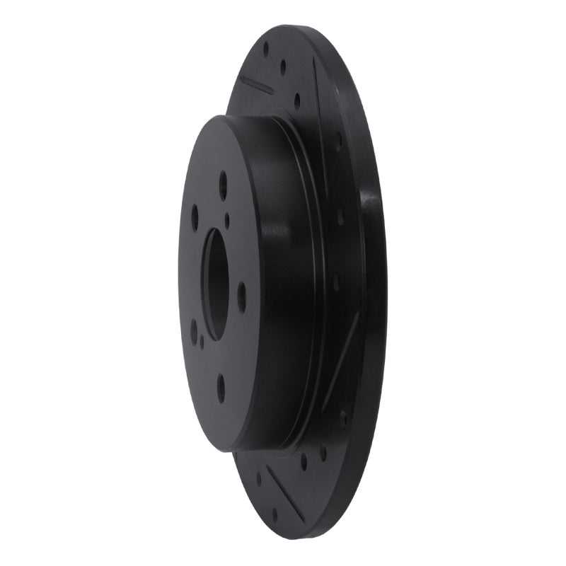 R1 Concepts R1 2015-2025 Lexus ES250 Rear Right Drilled & Slotted Black Brake Rotor