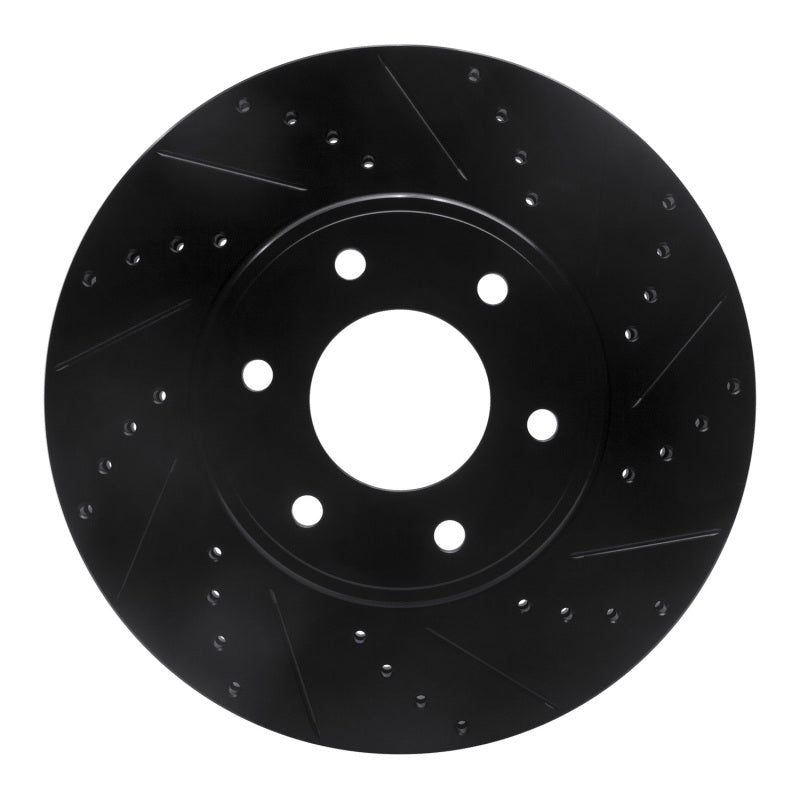 R1 Concepts R1 06-09 Chevrolet Trailblazer Front Right Drilled & Slotted Black Brake Rotor