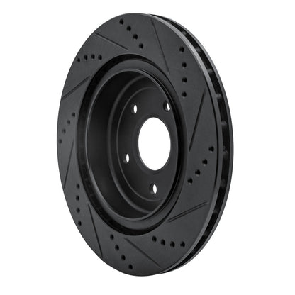 R1 Concepts R1 06-13 Chevrolet Corvette Rear Left Drilled & Slotted Black Brake Rotor