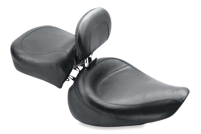 Mustang Motorcycle Mustang 91-05 Harley Dyna Wide Touring Solo Seat w/Driver Backrest - Black