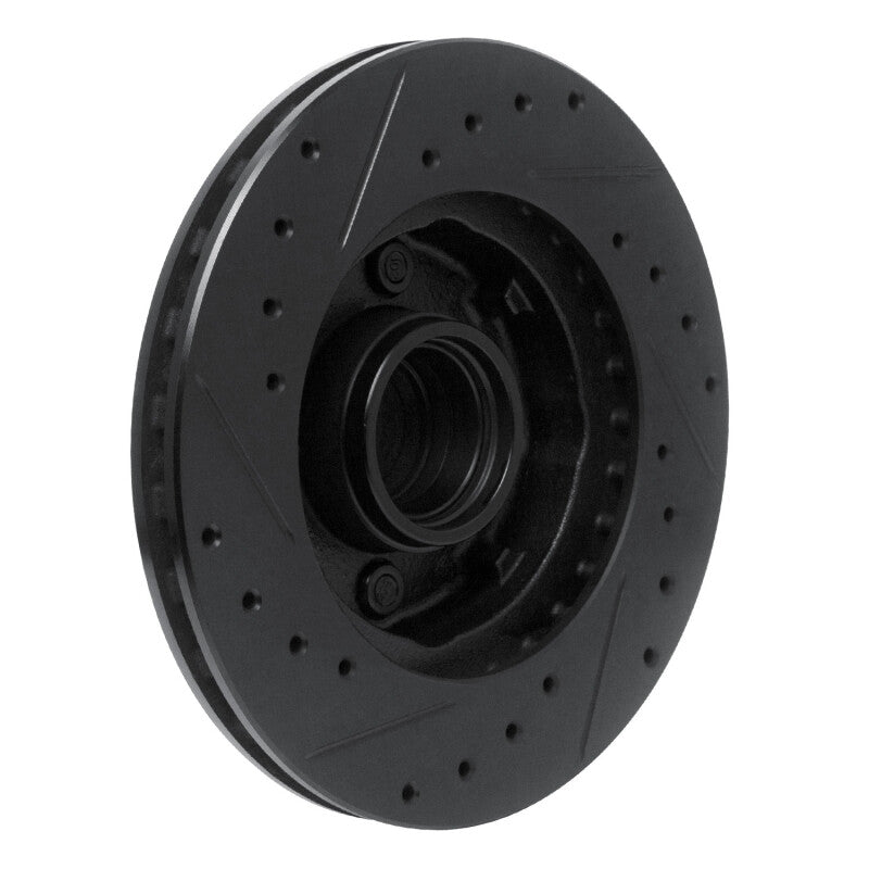 R1 Concepts R1 78-93 Ford Mustang Front Right Drilled & Slotted Black Brake Rotor