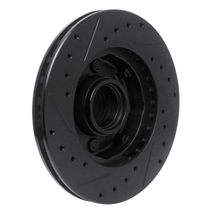 R1 Concepts R1 78-93 Ford Mustang Front Right Drilled & Slotted Black Brake Rotor