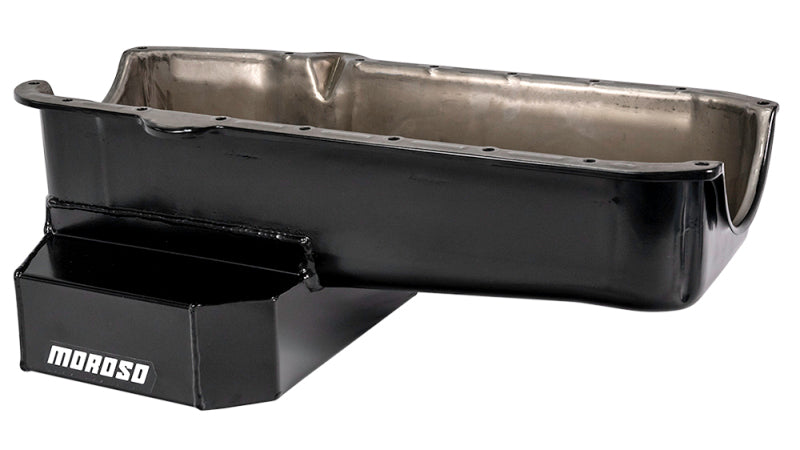 Moroso Pre-80 Chevrolet SBC (w/Driver Side Dipstick) Wet Sump 7qt 7.5in Steel Oil Pan - Black