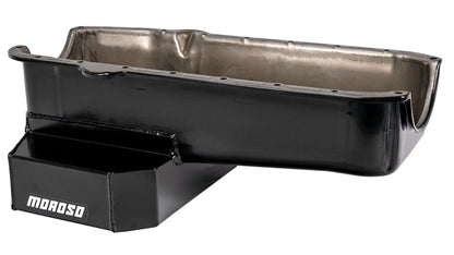 Moroso Pre-80 Chevrolet SBC (w/Driver Side Dipstick) Wet Sump 7qt 7.5in Steel Oil Pan - Black