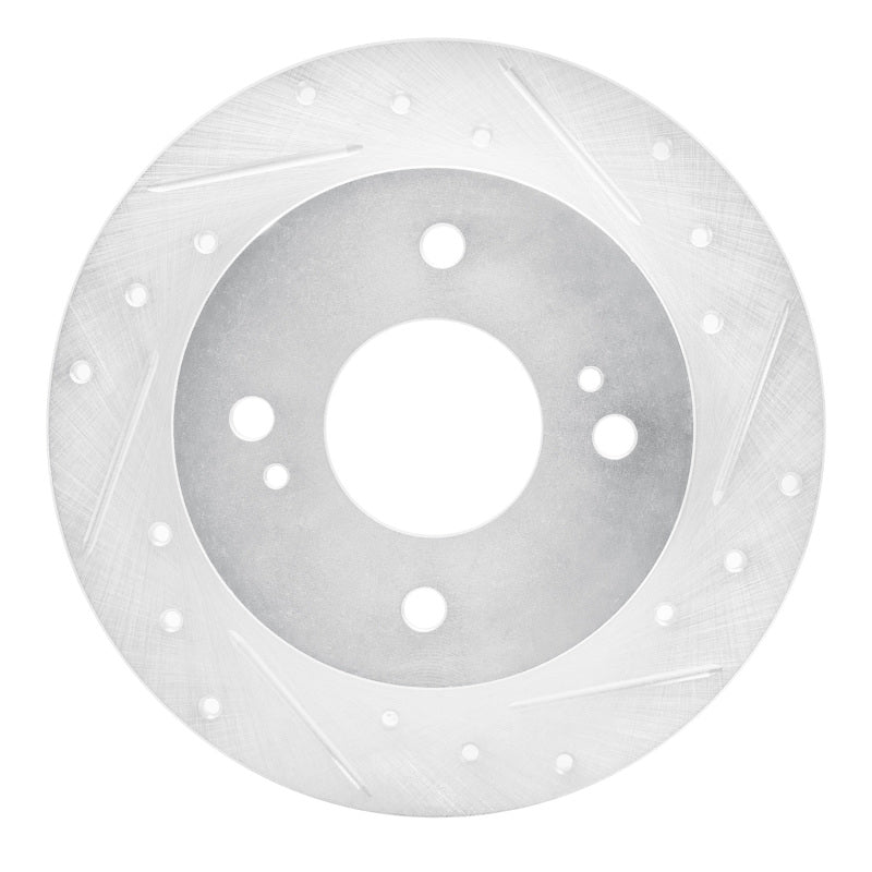 R1 Concepts R1 90-06 Infiniti G20 Rear Right Drilled & Slotted Silver Brake Rotor
