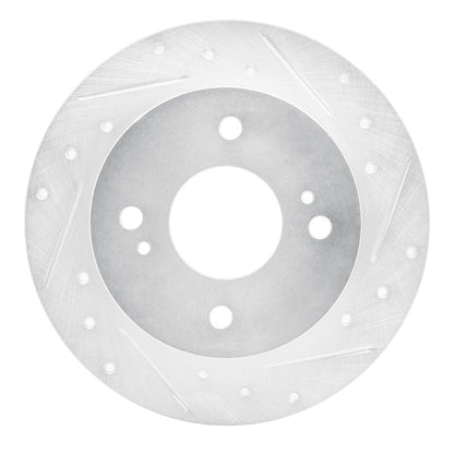 R1 Concepts R1 90-06 Infiniti G20 Rear Right Drilled & Slotted Silver Brake Rotor