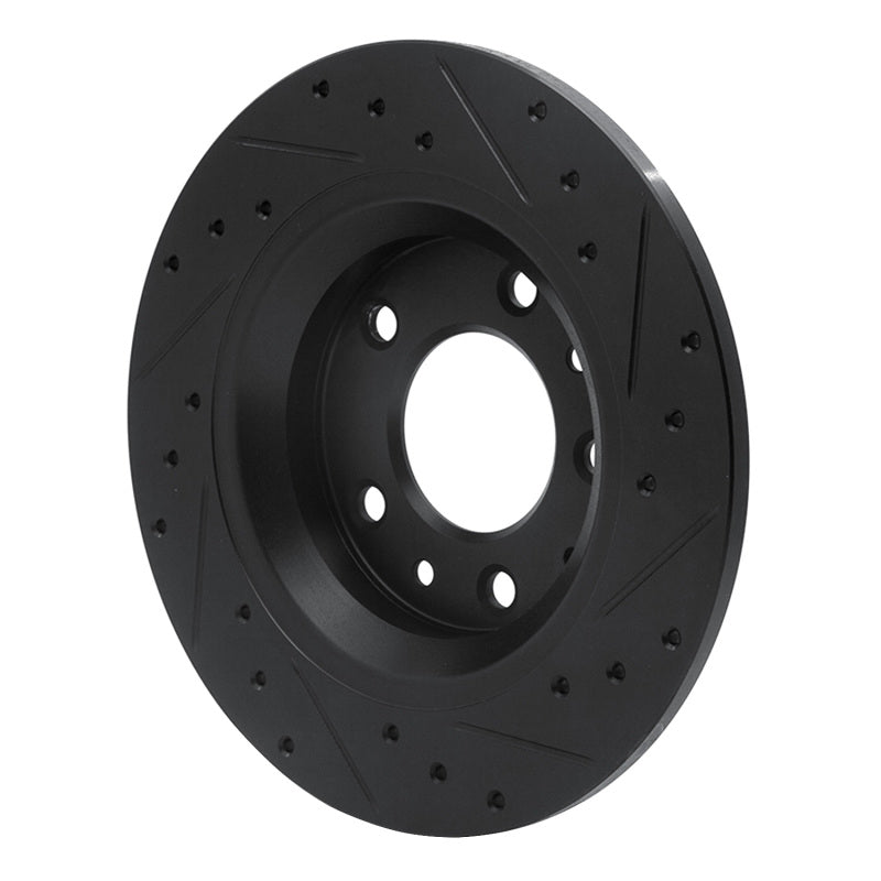 R1 Concepts R1 98-15 Ford Fusion Rear Left Drilled & Slotted Black Brake Rotor