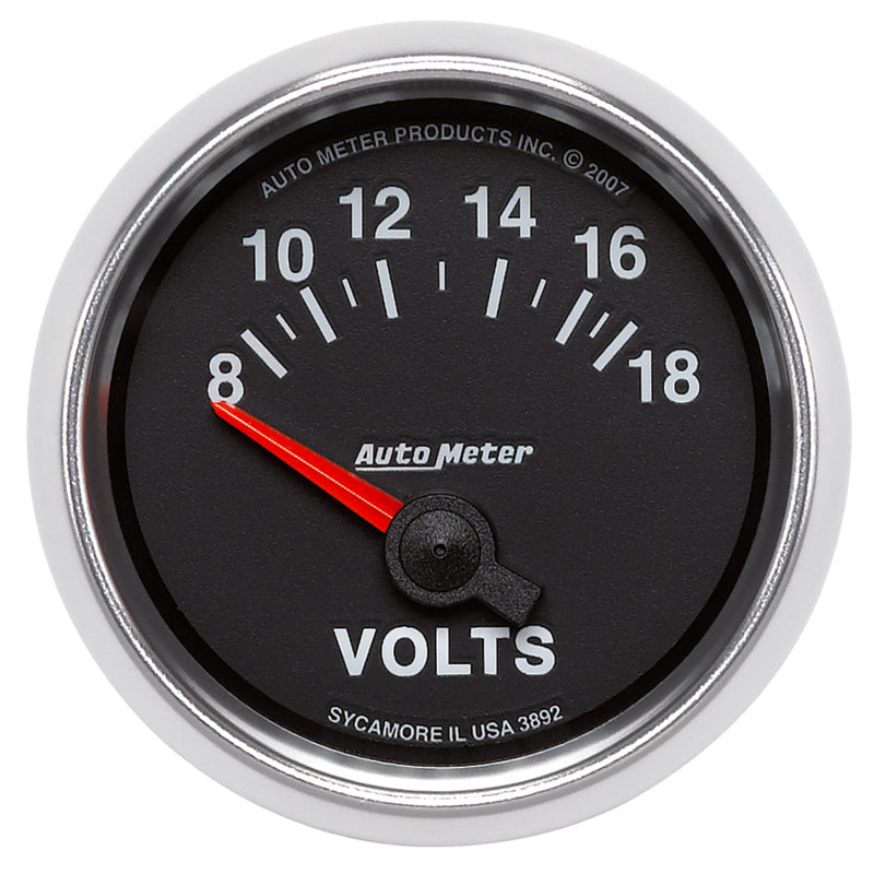 Autometer GS 52mm 8-18 Volts Short Sweep Electronic Voltmeter Gauge