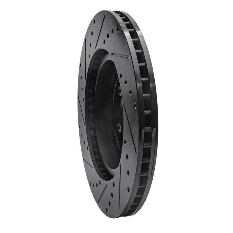 R1 Concepts R1 09-23 Dodge Challenger Front Right Drilled & Slotted Black Brake Rotor
