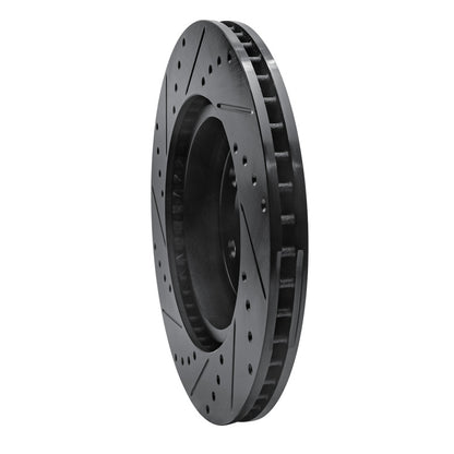 R1 Concepts R1 09-23 Dodge Challenger Front Right Drilled & Slotted Black Brake Rotor