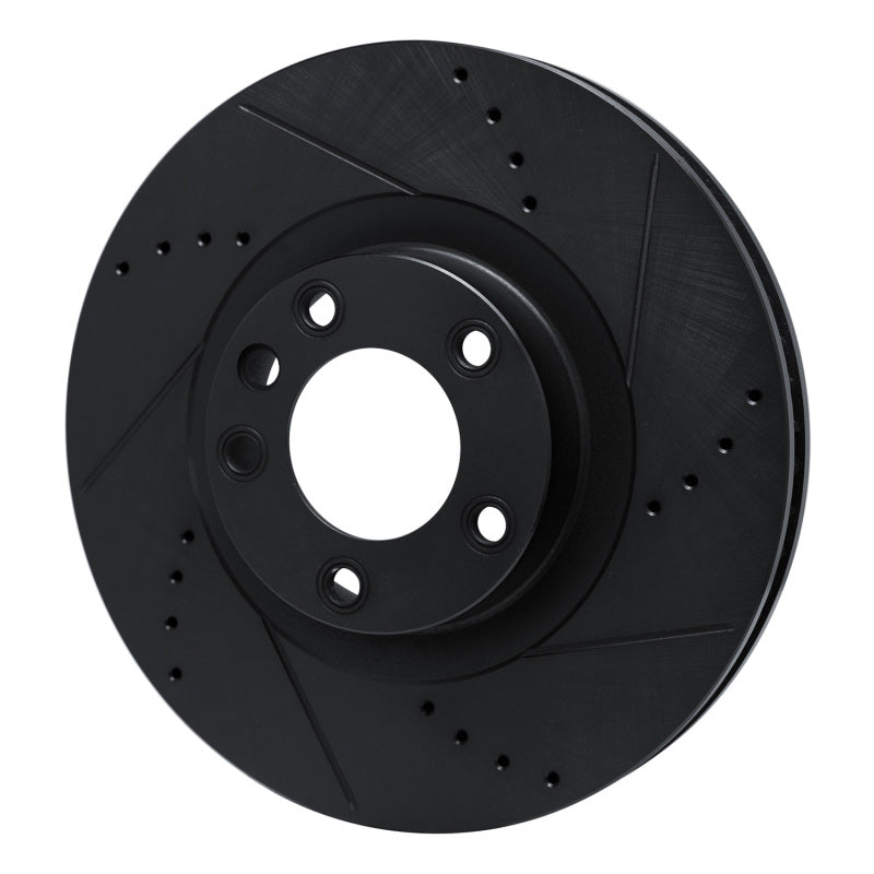 R1 Concepts R1 2011-2018 Porsche Cayenne Left Front Drilled & Slotted Black Brake Rotor