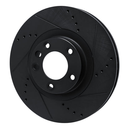 R1 Concepts R1 2011-2018 Porsche Cayenne Left Front Drilled & Slotted Black Brake Rotor