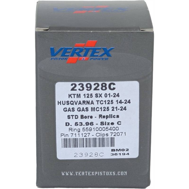 Vertex Pistons Vertex Piston 01-16 KTM 125 EXC 125cc Cast Replica Piston Kit