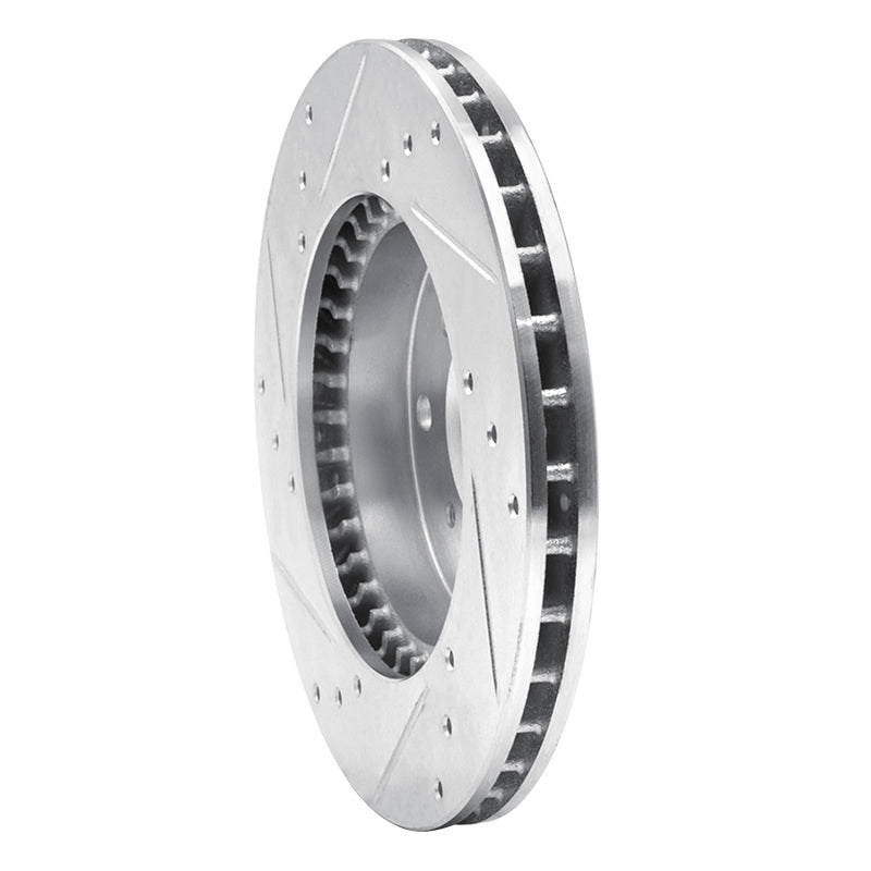 R1 Concepts R1 92-96 Honda Prelude Front Right Drilled & Slotted Silver Brake Rotor