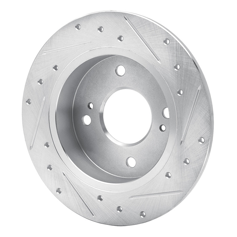 R1 Concepts R1 90-06 Infiniti G20 Rear Left Drilled & Slotted Silver Brake Rotor