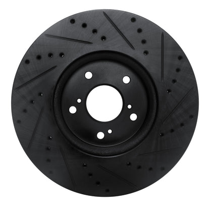 R1 Concepts R1 2013-2025 Acura Integra Front Left Drilled & Slotted Black Brake Rotor